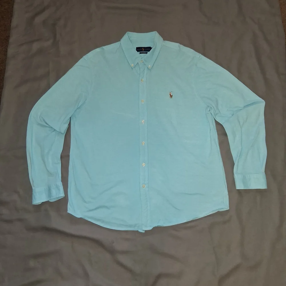 Ralph Lauren Knit Oxford Men SZ XL  Light Blue Casual Button Down Shirt - Picture 4 of 15